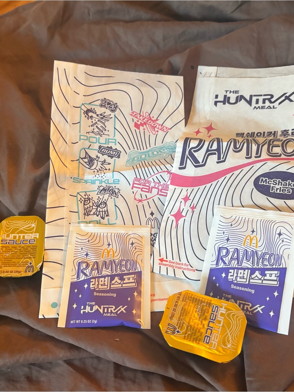 Kpop Demon Hunters McDonalds Exclusive Sauce Set & Ramyeon Fries Soup Bag 2 lot - Picture 2 of 2